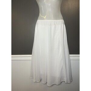Standard Long Half Slip Womens Medium White Elastic Waist Lingerie Made USA
